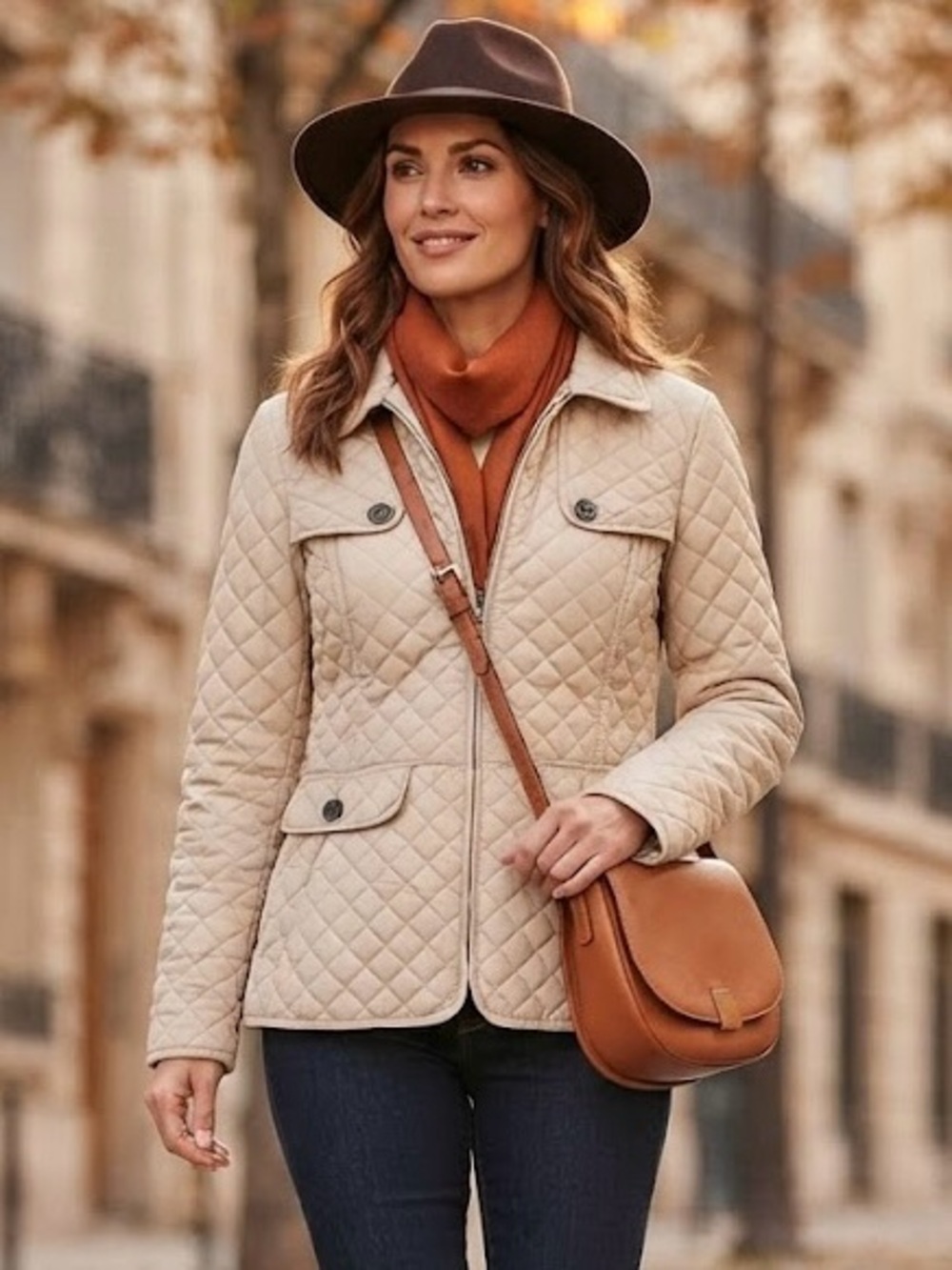 Dressbarn Diamond Quilted Beige Cream Jacket Coat Cottagecore Barncoat Classic